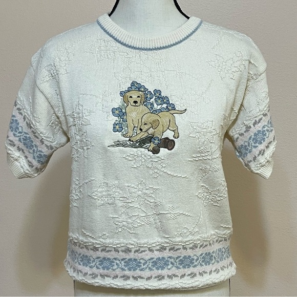 Classic Blues Collection Short Sleeve Pullover Granny Core Sweater size Small - Picture 6 of 11